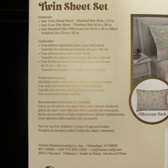 Wicked Katie Kime Green & Pink TWIN 3 Piece Sheet Set Girls Linens Bed Sheets - Picture 4 of 7